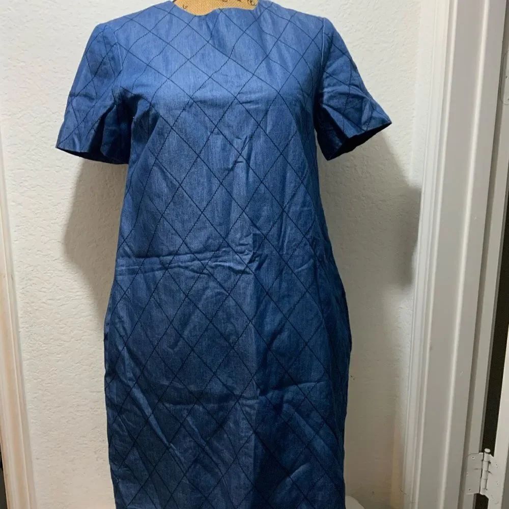 KateâSpade Chambray Quilted Shift Dress | Blue | Sizeâ2